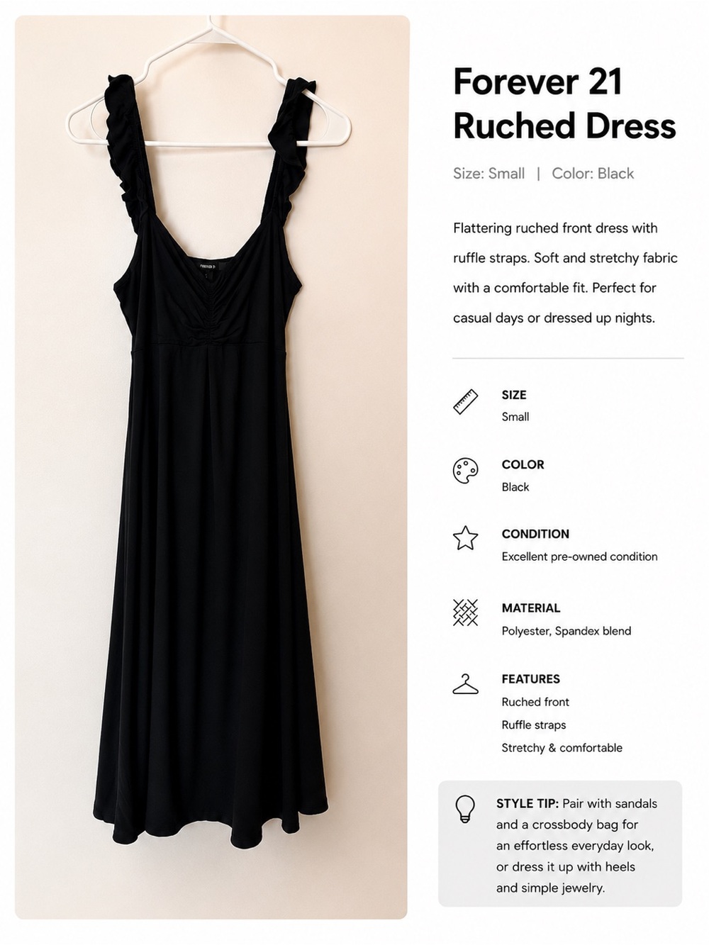 Forever 21 Black Ruffled Strap Maxi Dress